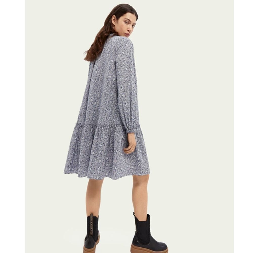 SCOTCH & SODA Puffed Sleeve Navy/White Dress - Size M - Picture 3 of 12